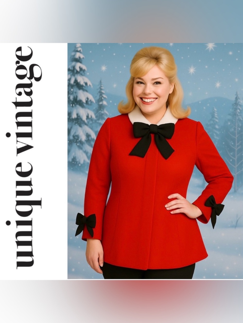 Unique Vintage Smak Parlour Red Coquette Bow Sleeve Topper Swing Coat, 4x, NWT!